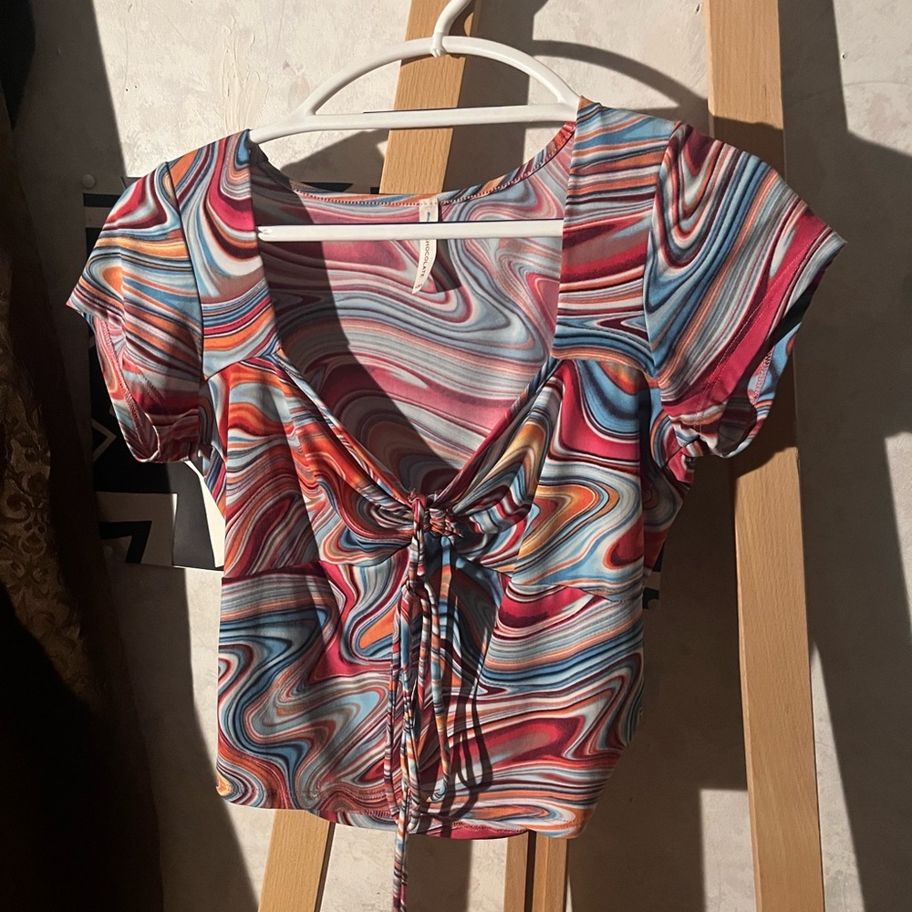 Chocolate Multicolor Swirl Crop Top